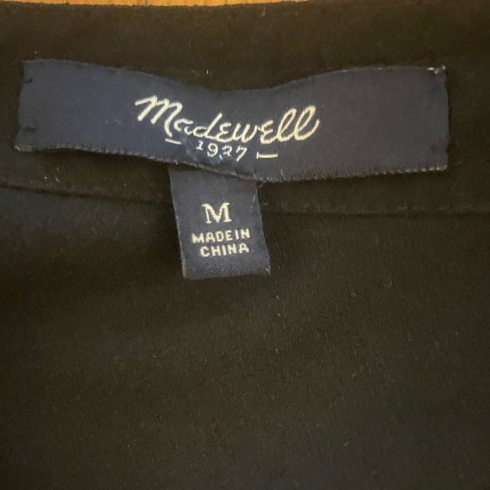 Madewell 1937 Little Black Dress Long Sleeve Relaxed Fit V Neck Shift Medium - Picture 4 of 5